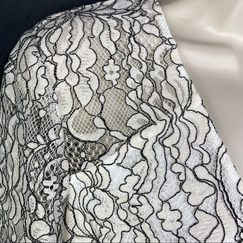 NWOT WAYF Cream Lace Dress with Detailed Black Outline Trim Fully Lined Small - Picture 4 of 8